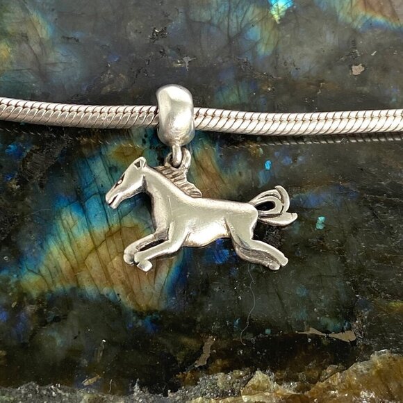 Sterling Silver 925 IBB THAI Running Horse Slide Dangle Charm Equestrian Charm - Picture 2 of 16
